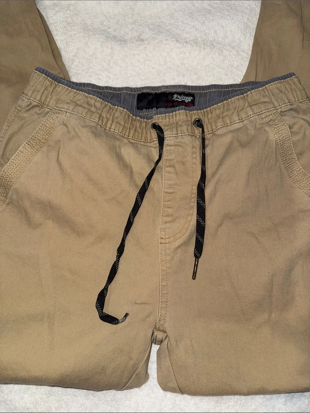 Plugg Men's Elastic-Waist Chinos - Khaki Brown